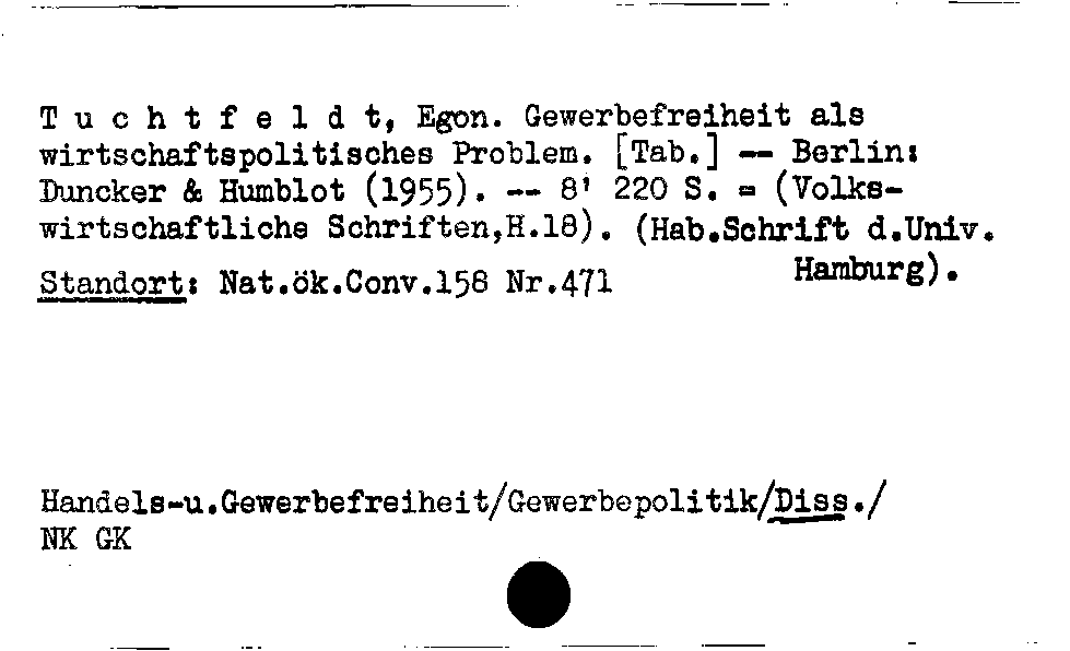 [Katalogkarte Dissertationenkatalog bis 1980]