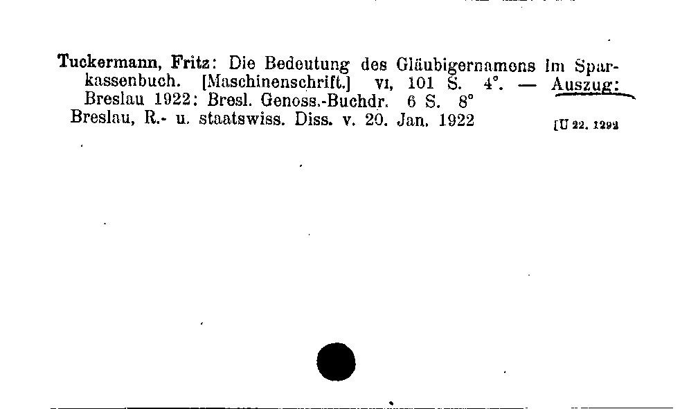 [Katalogkarte Dissertationenkatalog bis 1980]