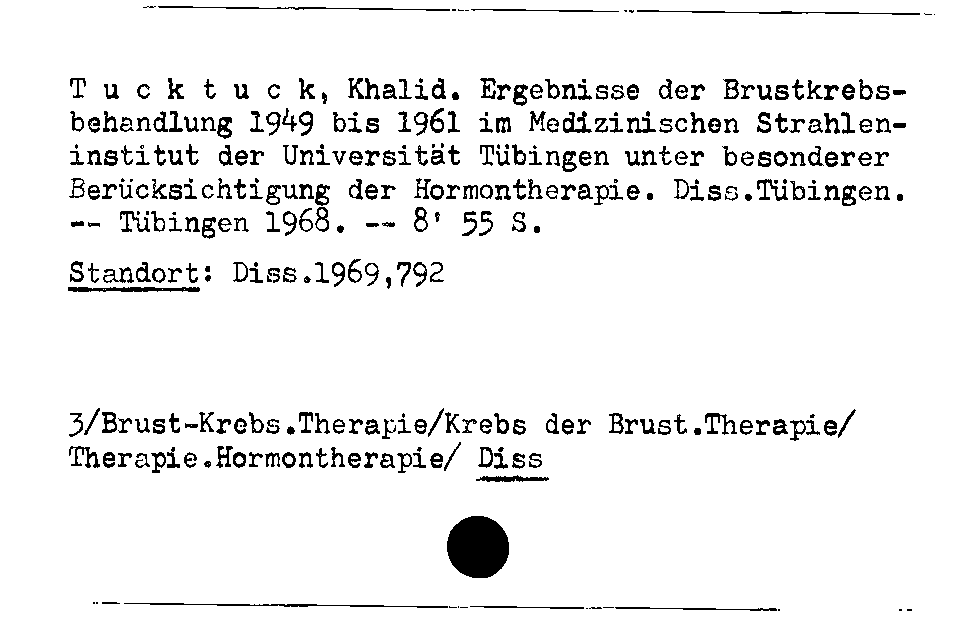 [Katalogkarte Dissertationenkatalog bis 1980]