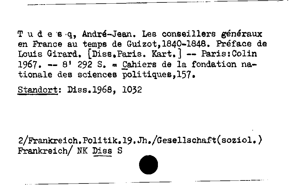 [Katalogkarte Dissertationenkatalog bis 1980]