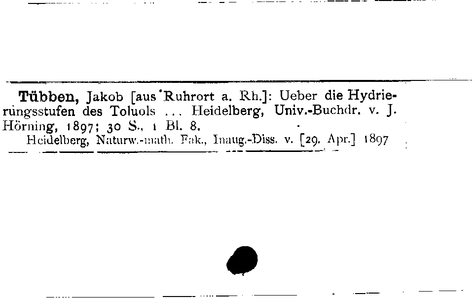 [Katalogkarte Dissertationenkatalog bis 1980]