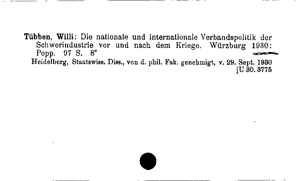 [Katalogkarte Dissertationenkatalog bis 1980]