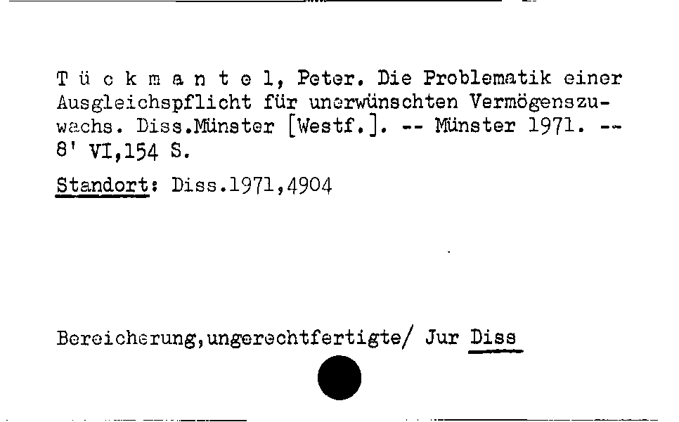 [Katalogkarte Dissertationenkatalog bis 1980]