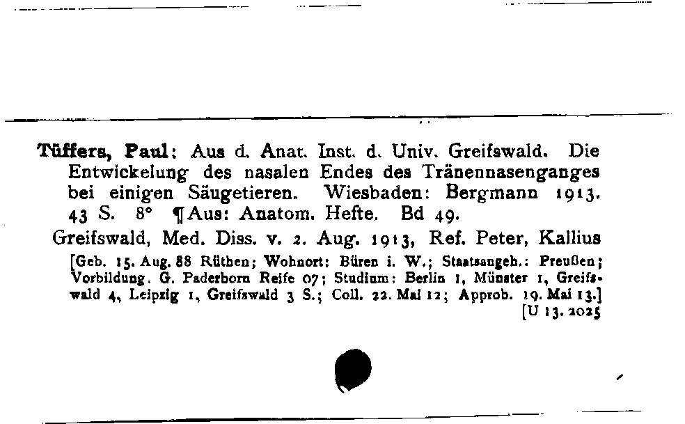 [Katalogkarte Dissertationenkatalog bis 1980]