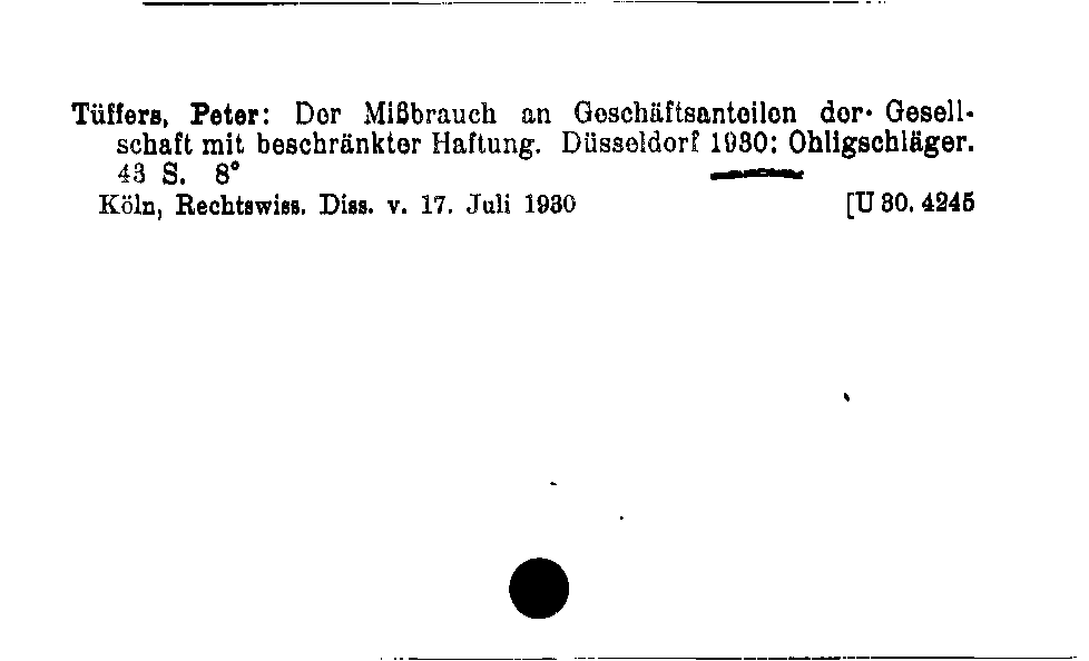 [Katalogkarte Dissertationenkatalog bis 1980]