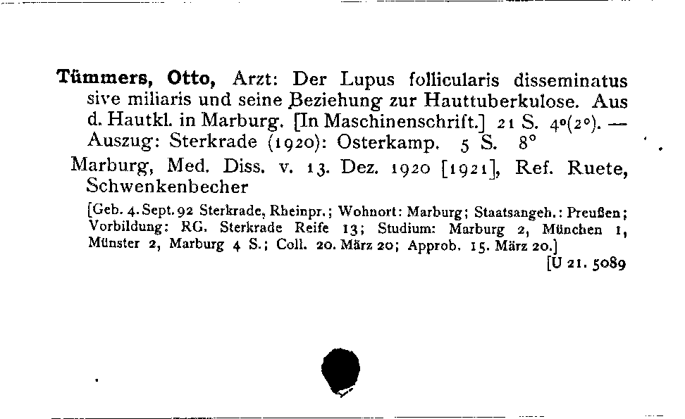 [Katalogkarte Dissertationenkatalog bis 1980]