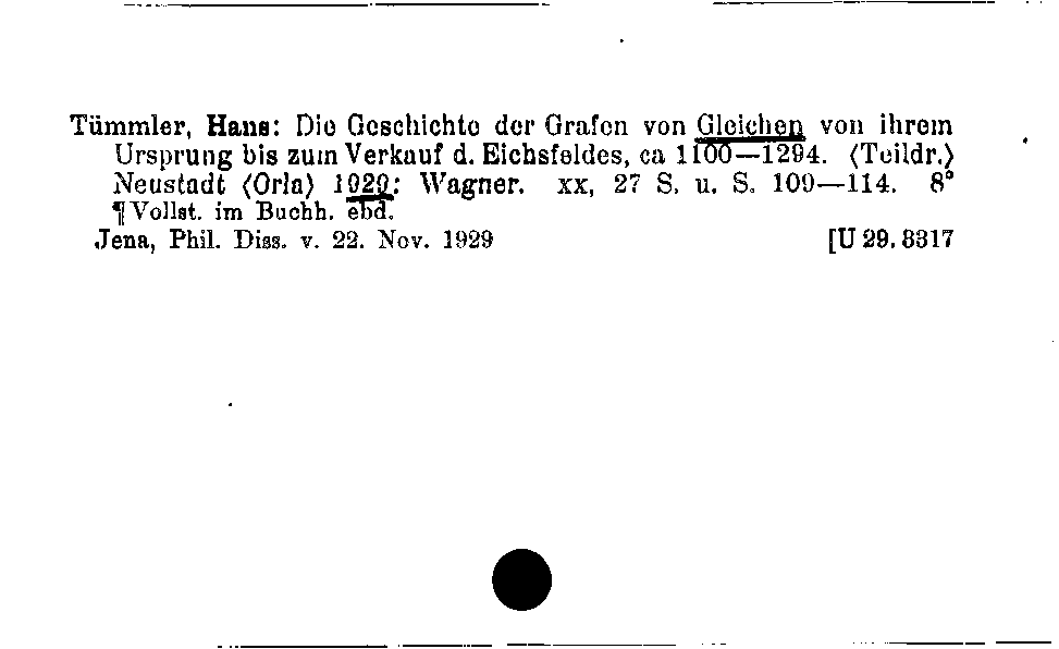 [Katalogkarte Dissertationenkatalog bis 1980]