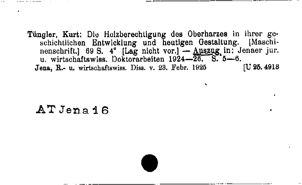 [Katalogkarte Dissertationenkatalog bis 1980]