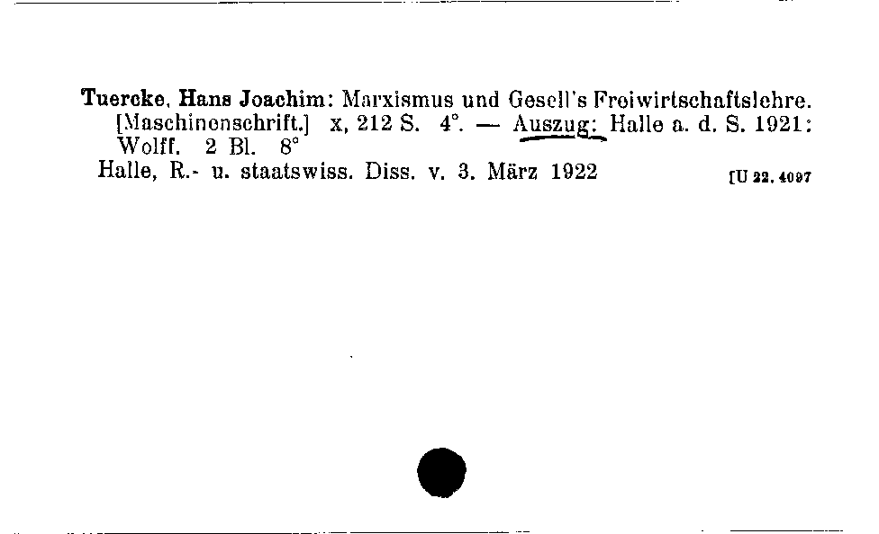 [Katalogkarte Dissertationenkatalog bis 1980]