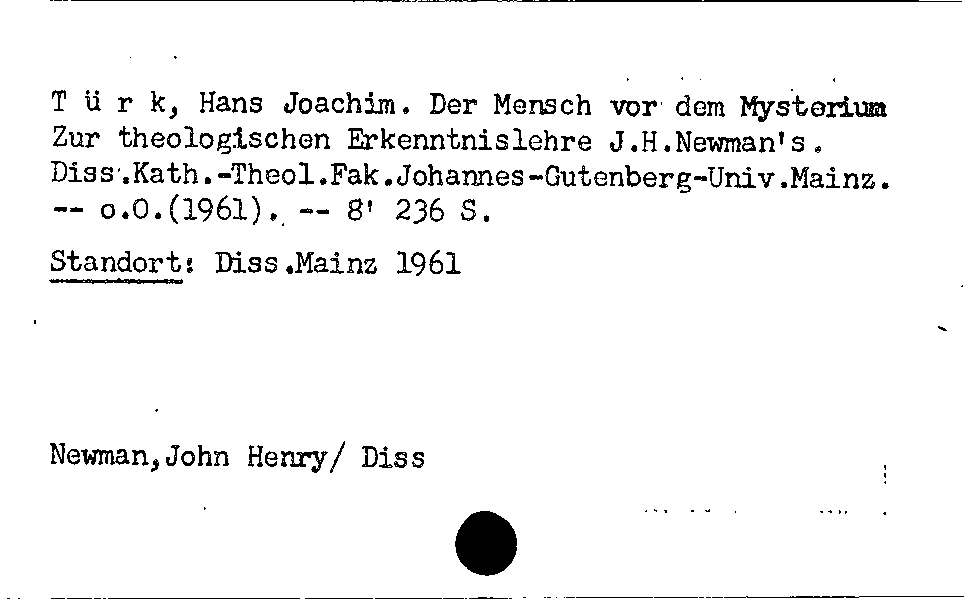 [Katalogkarte Dissertationenkatalog bis 1980]