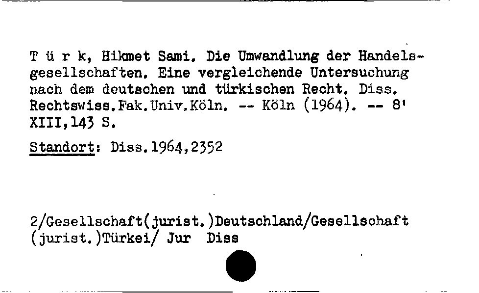 [Katalogkarte Dissertationenkatalog bis 1980]