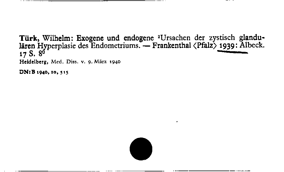 [Katalogkarte Dissertationenkatalog bis 1980]