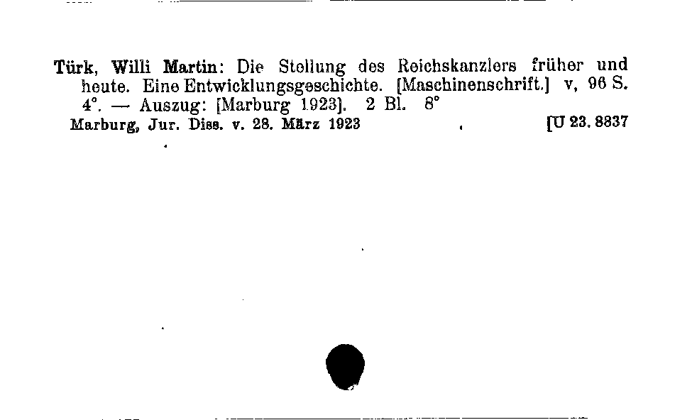 [Katalogkarte Dissertationenkatalog bis 1980]