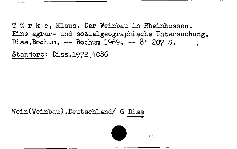 [Katalogkarte Dissertationenkatalog bis 1980]