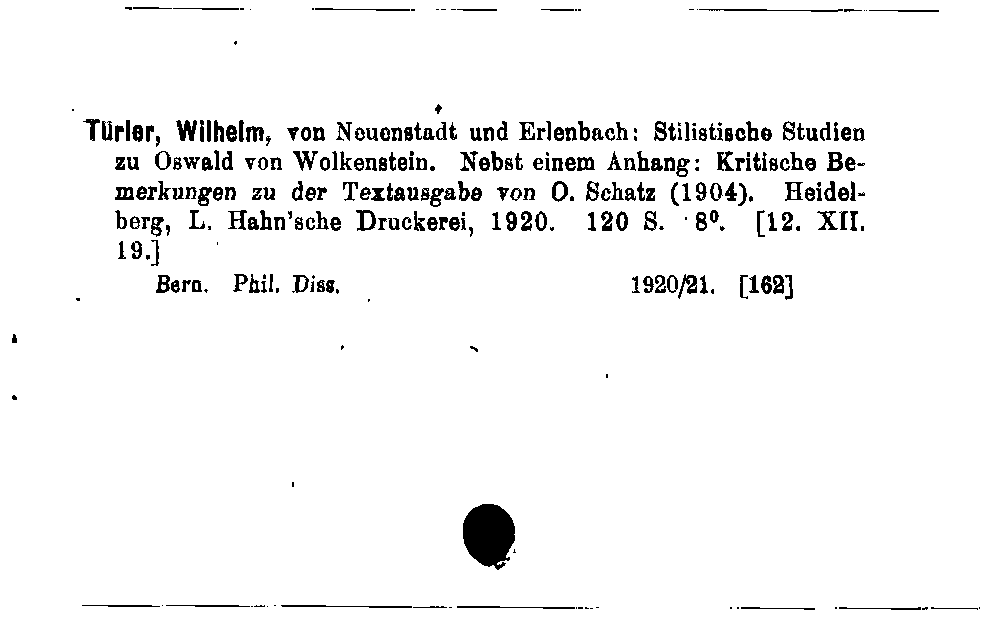 [Katalogkarte Dissertationenkatalog bis 1980]