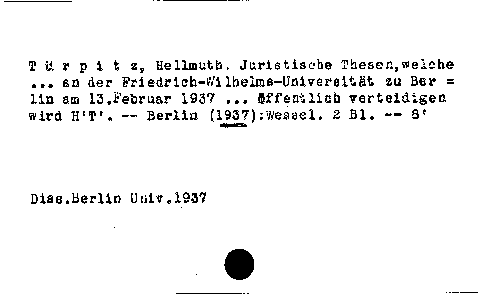 [Katalogkarte Dissertationenkatalog bis 1980]