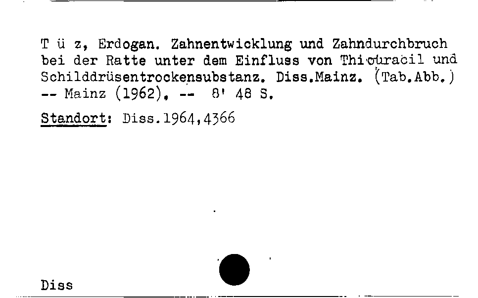 [Katalogkarte Dissertationenkatalog bis 1980]