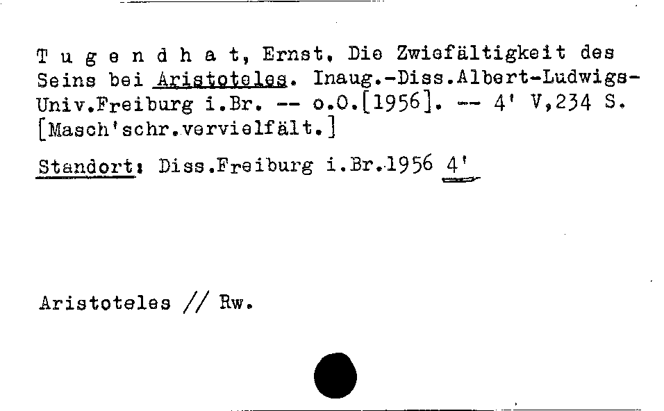 [Katalogkarte Dissertationenkatalog bis 1980]