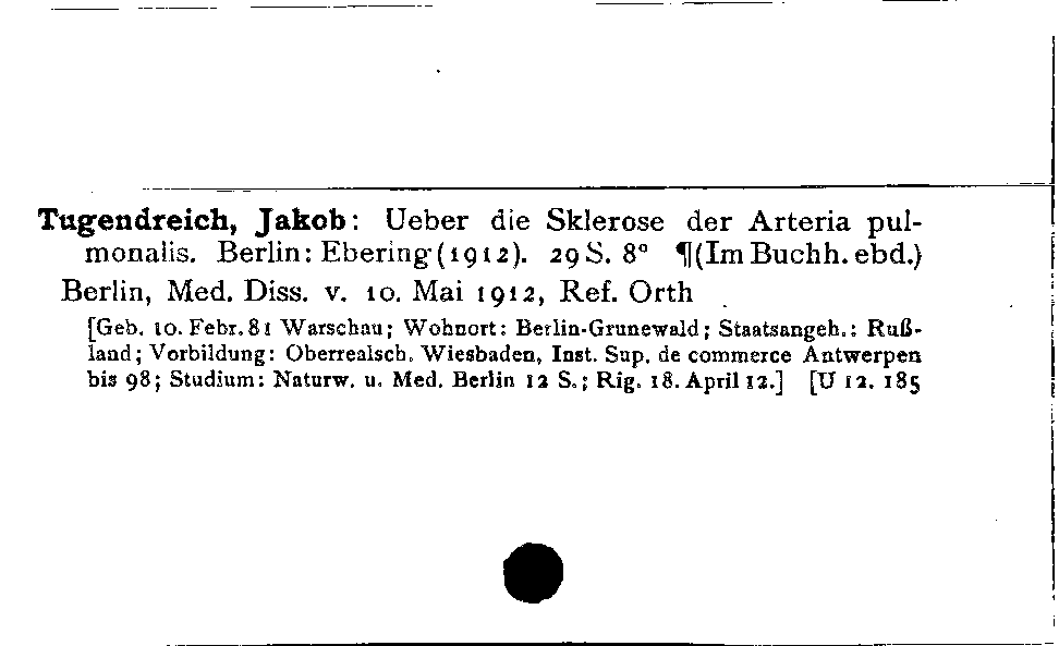 [Katalogkarte Dissertationenkatalog bis 1980]