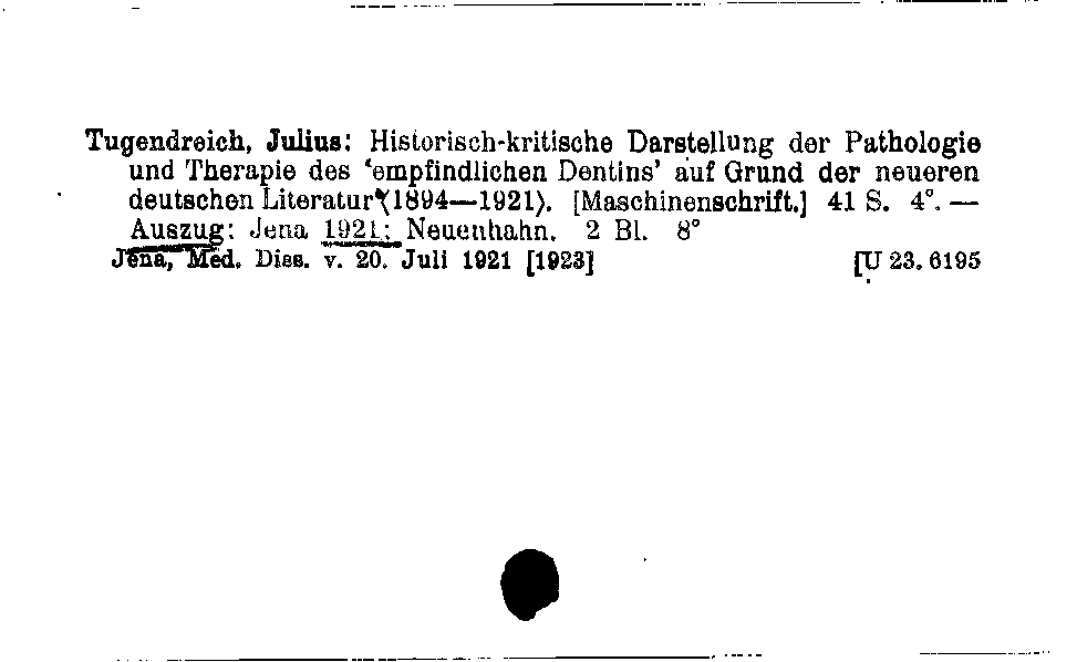 [Katalogkarte Dissertationenkatalog bis 1980]