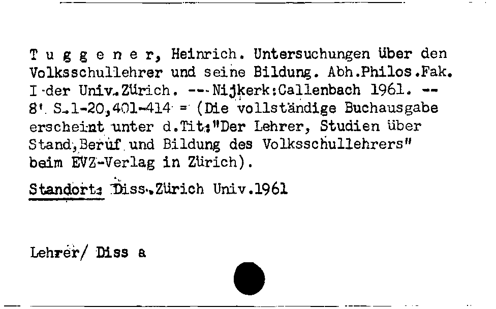 [Katalogkarte Dissertationenkatalog bis 1980]