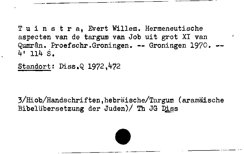 [Katalogkarte Dissertationenkatalog bis 1980]