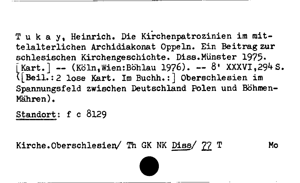 [Katalogkarte Dissertationenkatalog bis 1980]