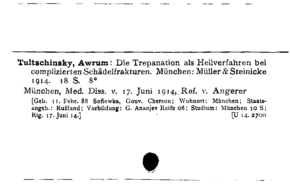 [Katalogkarte Dissertationenkatalog bis 1980]