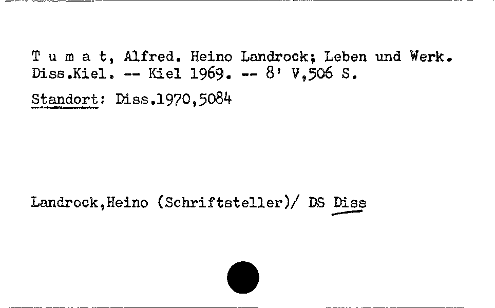 [Katalogkarte Dissertationenkatalog bis 1980]