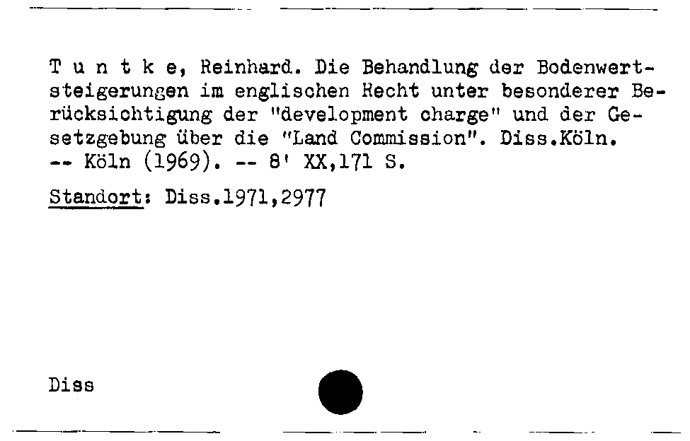 [Katalogkarte Dissertationenkatalog bis 1980]