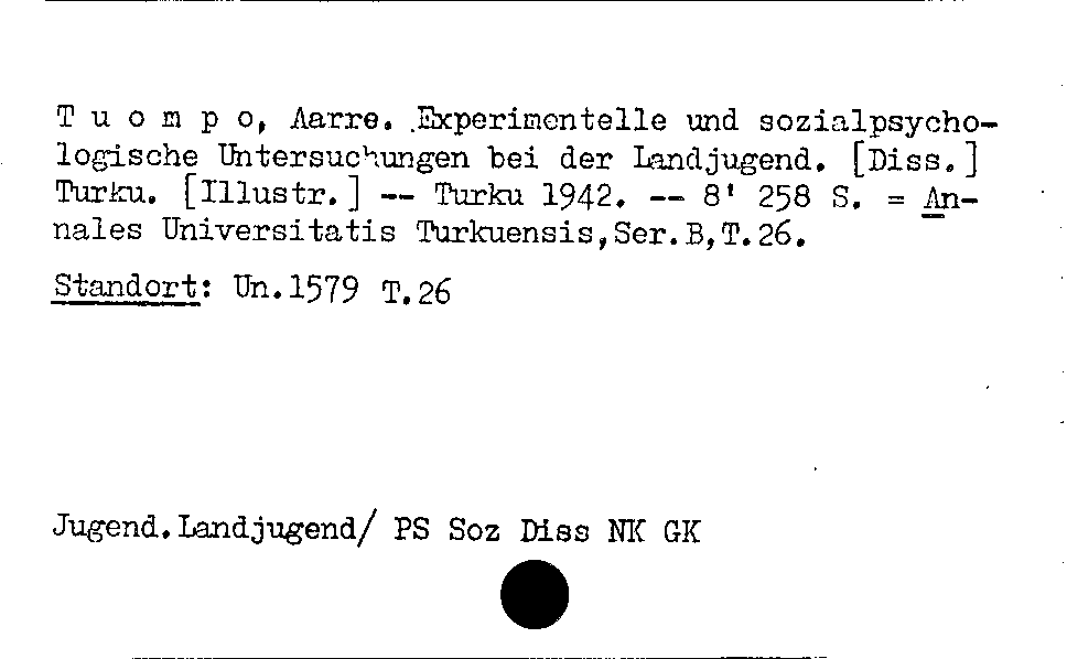 [Katalogkarte Dissertationenkatalog bis 1980]