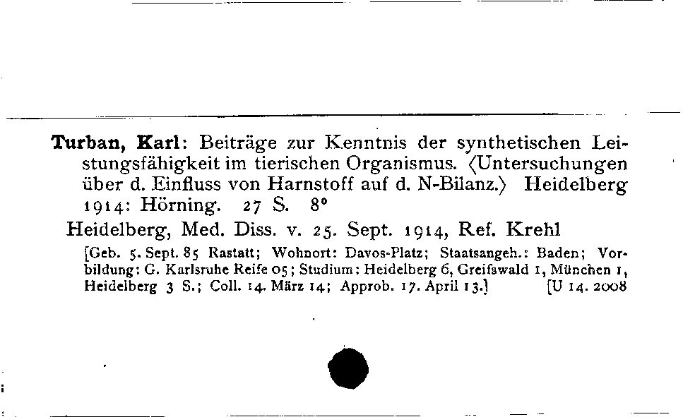 [Katalogkarte Dissertationenkatalog bis 1980]