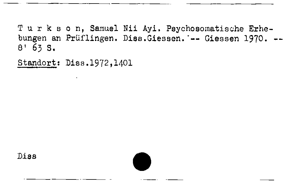 [Katalogkarte Dissertationenkatalog bis 1980]