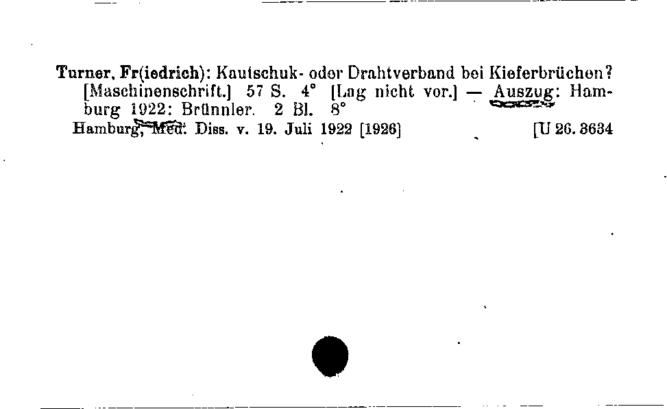 [Katalogkarte Dissertationenkatalog bis 1980]