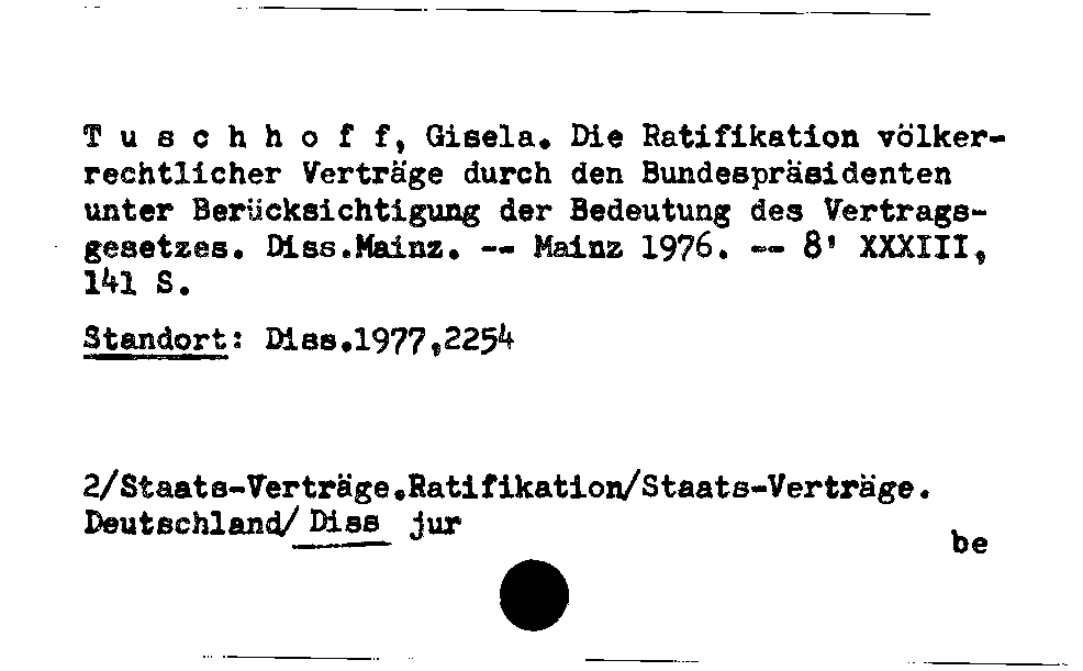 [Katalogkarte Dissertationenkatalog bis 1980]