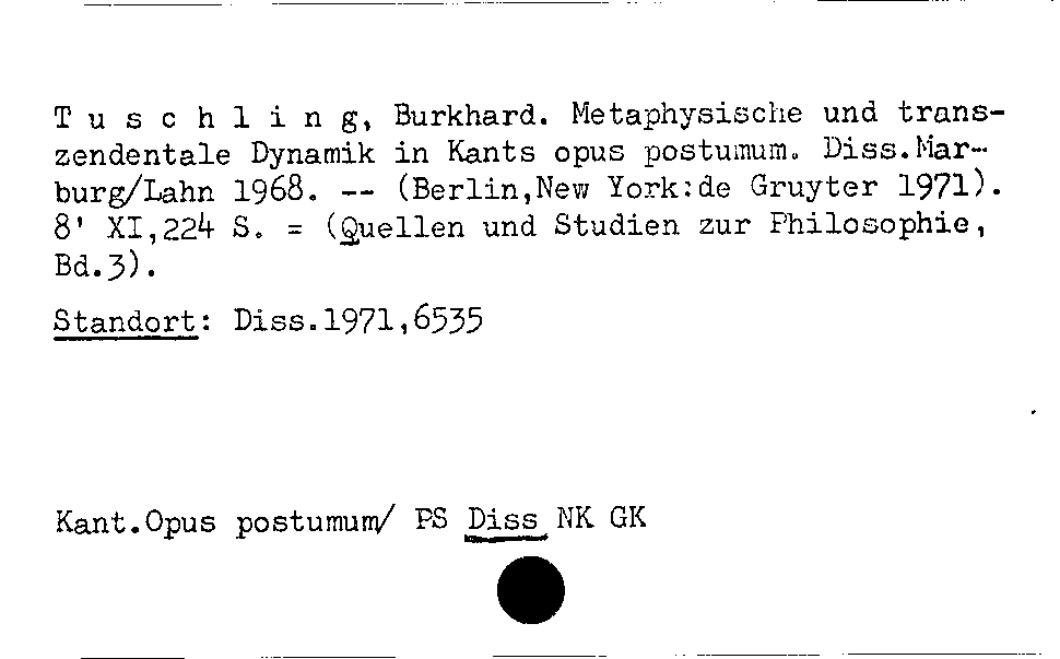 [Katalogkarte Dissertationenkatalog bis 1980]