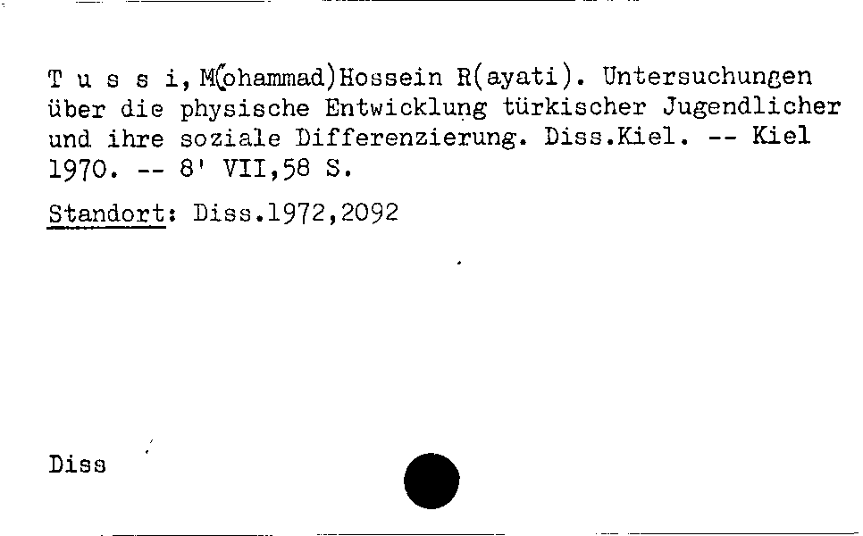 [Katalogkarte Dissertationenkatalog bis 1980]