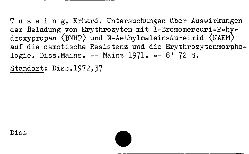 [Katalogkarte Dissertationenkatalog bis 1980]