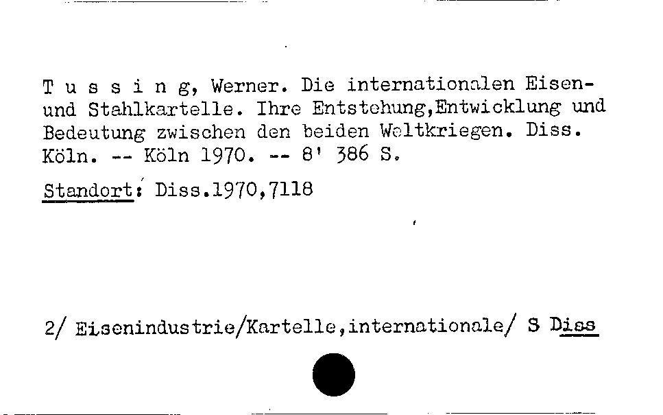 [Katalogkarte Dissertationenkatalog bis 1980]