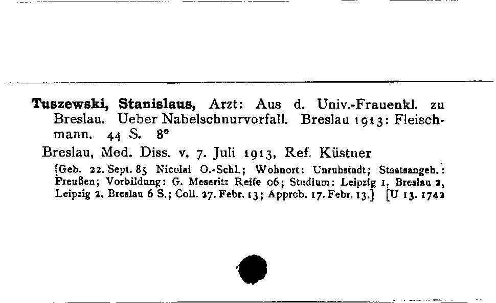 [Katalogkarte Dissertationenkatalog bis 1980]