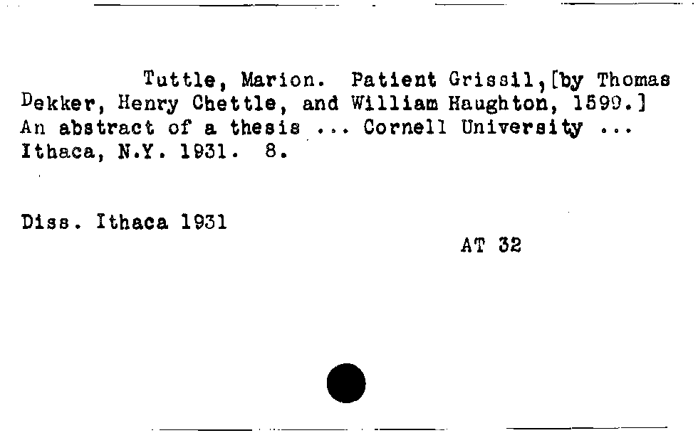 [Katalogkarte Dissertationenkatalog bis 1980]