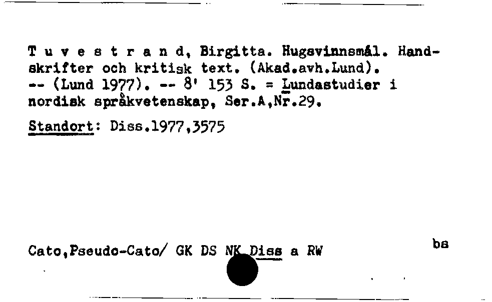 [Katalogkarte Dissertationenkatalog bis 1980]