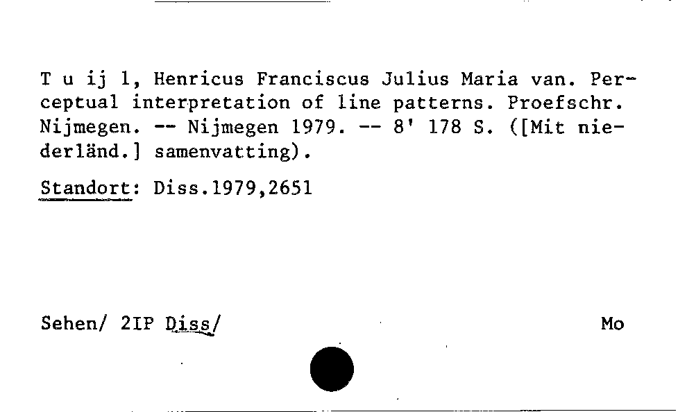 [Katalogkarte Dissertationenkatalog bis 1980]