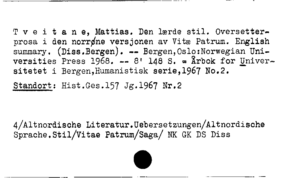 [Katalogkarte Dissertationenkatalog bis 1980]