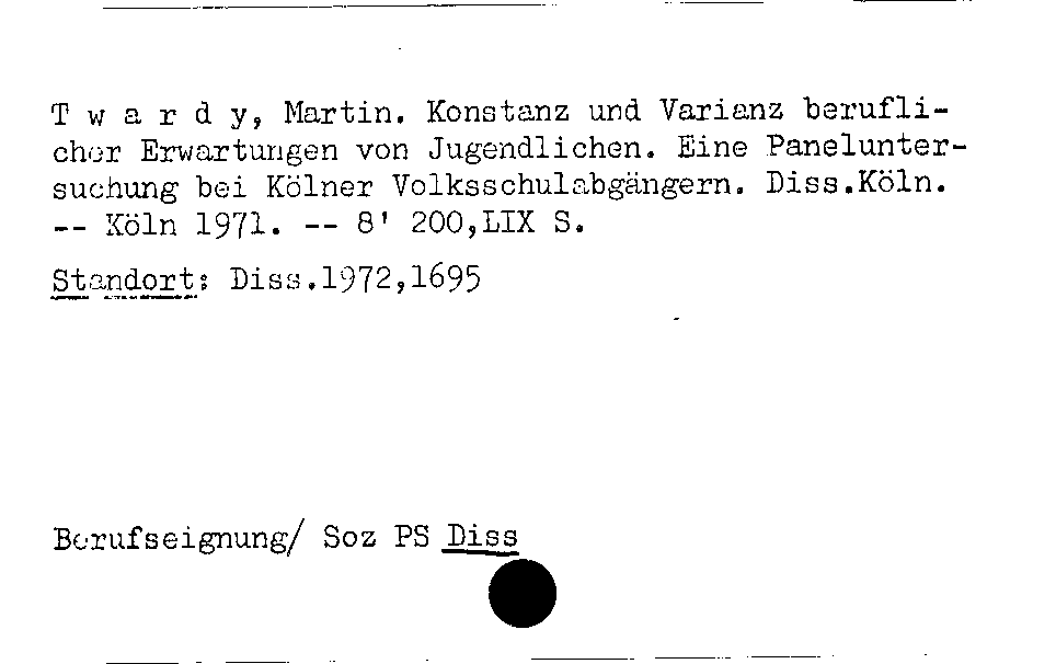 [Katalogkarte Dissertationenkatalog bis 1980]