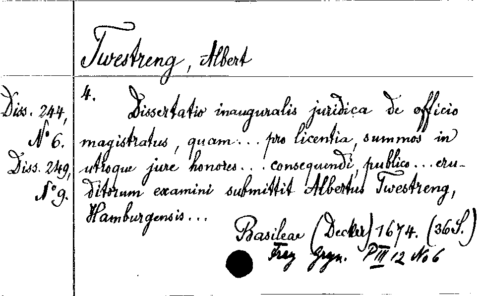 [Katalogkarte Dissertationenkatalog bis 1980]