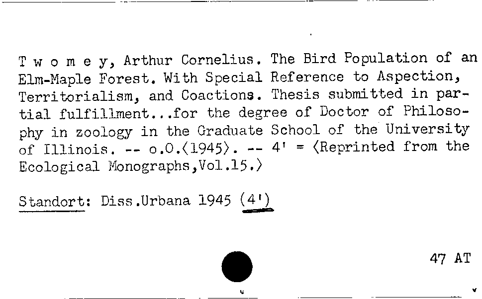 [Katalogkarte Dissertationenkatalog bis 1980]