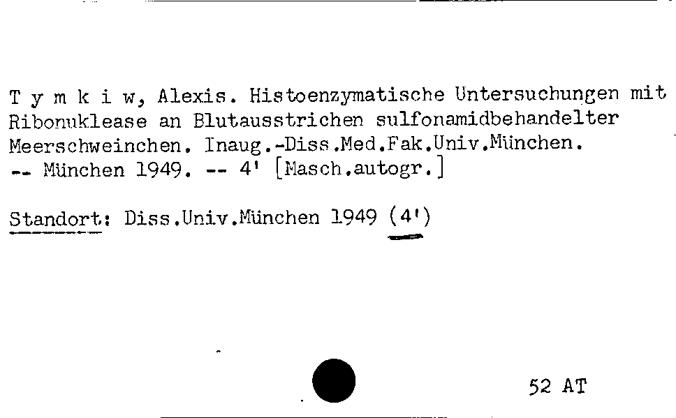 [Katalogkarte Dissertationenkatalog bis 1980]