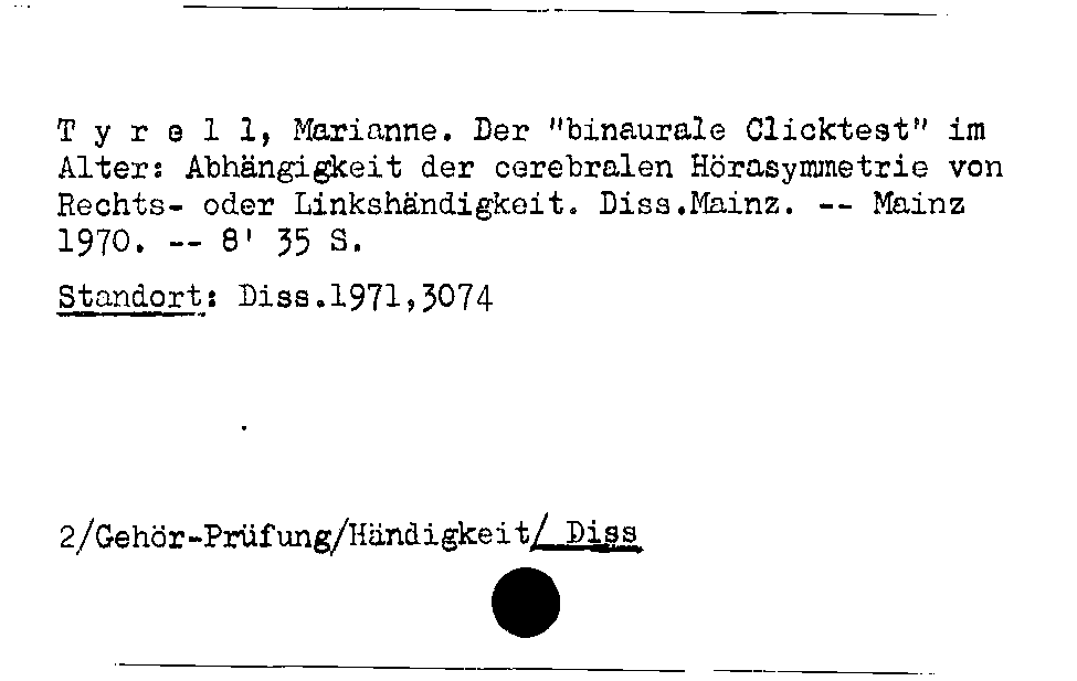 [Katalogkarte Dissertationenkatalog bis 1980]