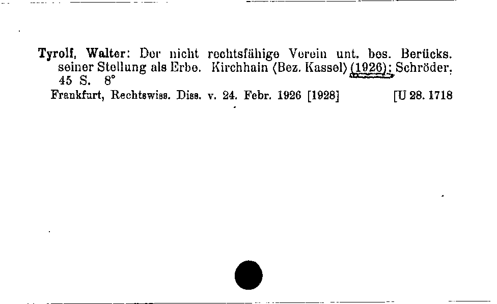 [Katalogkarte Dissertationenkatalog bis 1980]